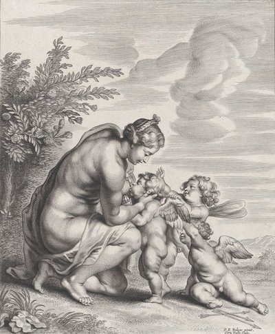 Venus stillt drei Cupidos in einer Landschaft, ca. 1627-78 von Cornelis Galle II