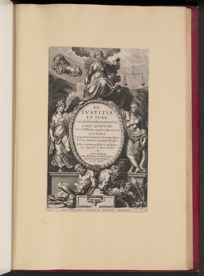 Titelseite für Leonard Lessius, De Ivstitia et Ivre von Cornelis Galle I after Sir Peter Paul Rubens