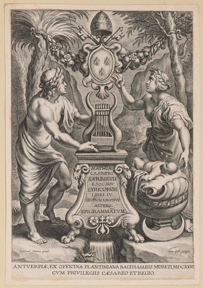 Titelseite für M.C. Sarbievski, Lyricorum Libri IV von Cornelis Galle I after Sir Peter Paul Rubens