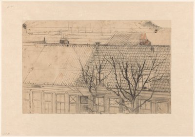 Blick auf die Dächer der Vondelkade (Overtoom), über die Constantijn Huygensstraat, zum Pesthaus von Cornelis Gerardus 