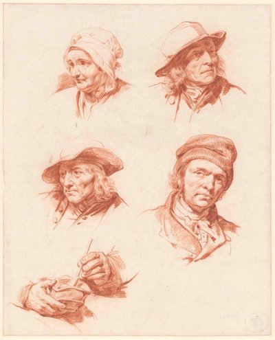 Studienblatt mit Köpfen von Cornelis Kruseman