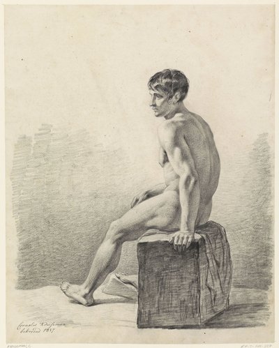 Sitzender männlicher Akt von Cornelis Kruseman