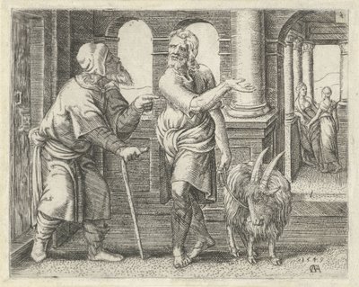 Simson mit einem Ziegenbock bei seinem Schwiegervater von Cornelis Massijs
