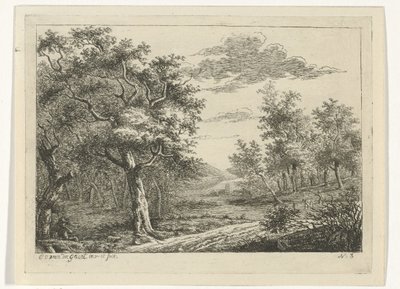 Landschaft mit Figuren und Vieh von Cornelis Ouboter van der Griendt