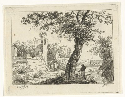 Landschaft mit Ruine von Cornelis Ouboter van der Griendt