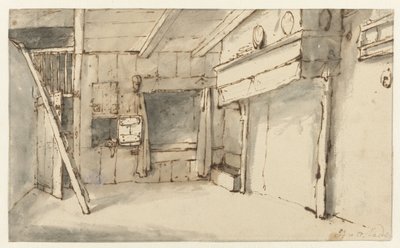 Leeres Zimmer mit einem Herd von Cornelis Pietersz. Bega (attributed to)