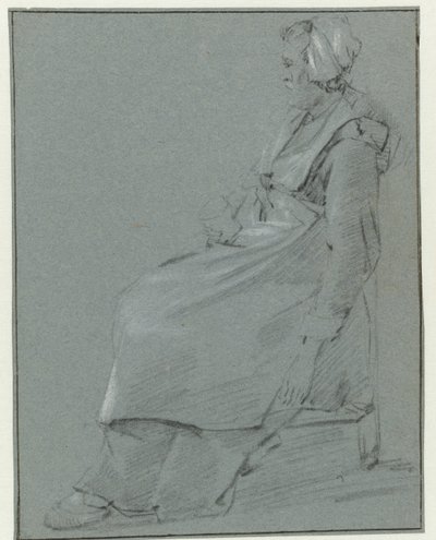 Sitzende Frau im Profil nach links, mit einer kleinen Mütze und einem Glas in der rechten Hand von Cornelis Pietersz. Bega (circle of)