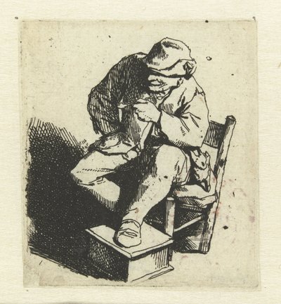 Sitzender Bauer mit Pfeife in der linken Hand von Cornelis Pietersz. Bega