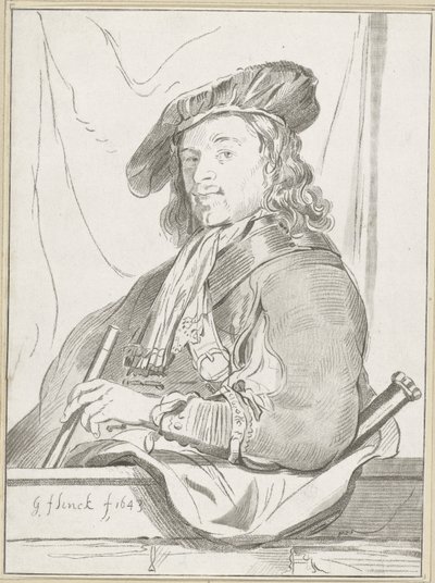 Mann bei Brustwehr von Cornelis Ploos van Amstel (signed by artist)