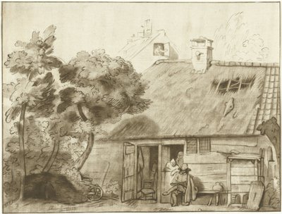 Zeichner vor Bauernhof von Cornelis Ploos van Amstel (signed by artist)