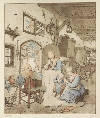 Zeitungsleser im Innenraum von Cornelis Ploos van Amstel