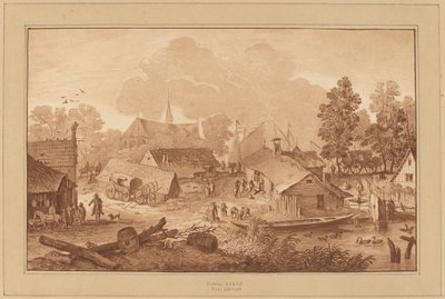 Dorf mit Teich von Cornelis Ploos van Amstel