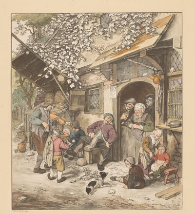 Geigenspieler vor einem Gasthaus von Cornelis Ploos van Amstel