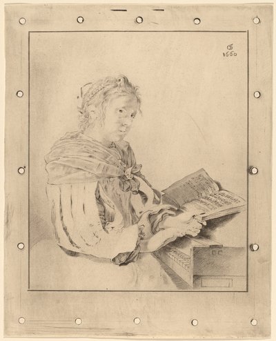 Junges Mädchen am Klavier von Cornelis Ploos van Amstel