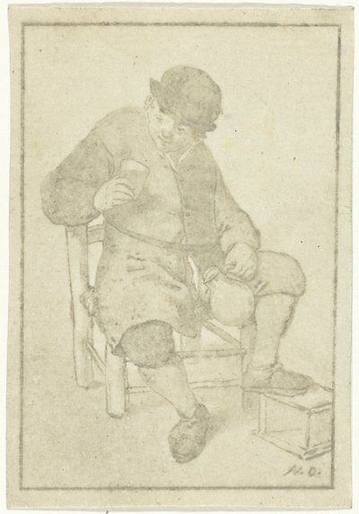 Sitzender Bauer mit Krug von Cornelis Ploos van Amstel