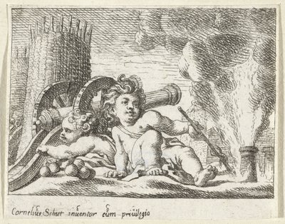 Zwei Kinder mit Kanonen von Cornelis Schut (I)