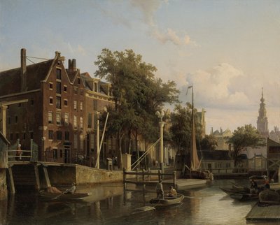 Stadtansicht Gelderse Kade bei der Nieuwmarkt von Cornelis Springer