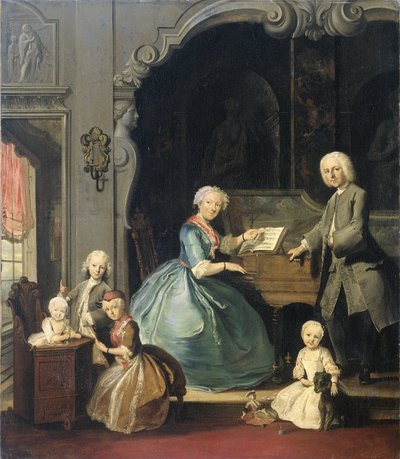 Familiengruppe bei einem Cembalo von Cornelis Troost