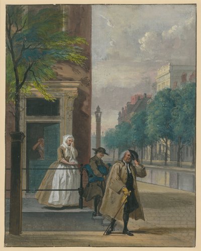 Szene aus einem Lustspiel ("De ontdekte Schijndeugd" von Lingelbach) von Cornelis Troost