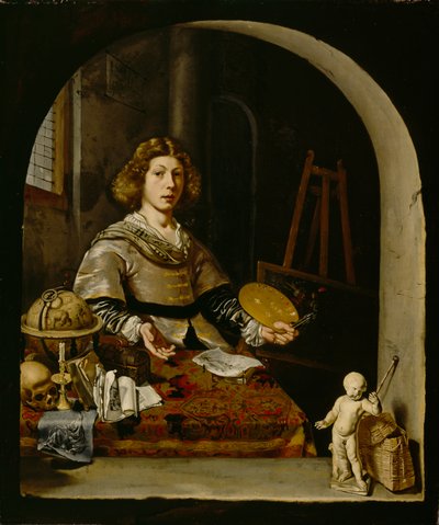 Der Künstler in seinem Atelier von Cornelis attr. to Bisschop