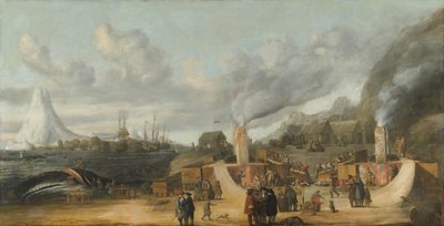 Die Walöl-Raffinerie in der Nähe des Dorfes Smerenburg von Cornelis de Man