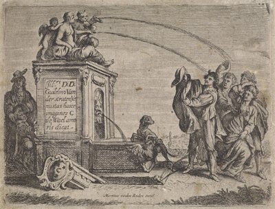 Gruppe von Menschen bei einem Brunnen von Cornelis de Wael