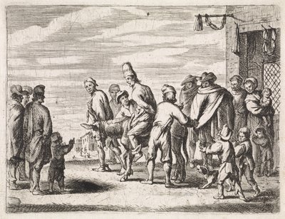 Mann auf Esel gebunden von Cornelis de Wael