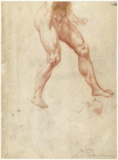 Studie des Unterkörpers eines laufenden männlichen Aktes von Cornelis van Poelenburch