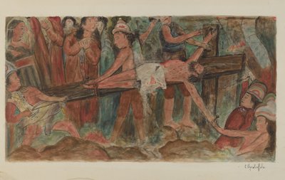 Stationen des Kreuzwegs Nr. 11. Jesus wird ans Kreuz genagelt, 1941 von Cornelius Christoffels