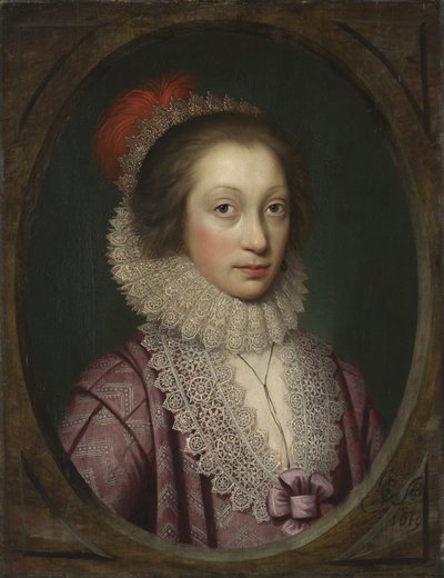 Porträt einer Frau, möglicherweise Elizabeth Boothby, 1619 von Cornelius Janssen van Ceulen