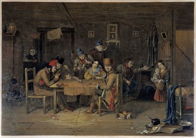 Französische Siedler in Kanada beim Kartenspielen - Gemälde von Krieghoff von Cornelius Krieghoff