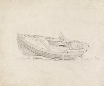 Studie eines vertäuten Bootes mit sitzender Figur von Cornelius Varley