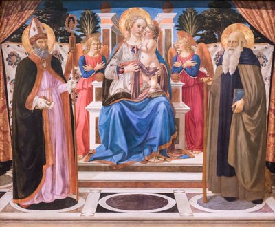 Madonna und Kind auf dem Thron mit Engeln, hl. Nikolaus und hl. Antonius dem Abt von Cosimo Rosselli