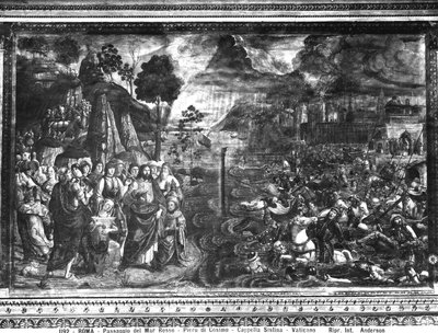 Die Durchquerung des Roten Meeres, aus der Sixtinischen Kapelle von Cosimo Rosselli