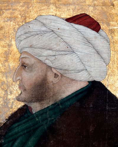 Porträt des osmanischen Sultans Mehmet II (Mehmed II der Eroberer oder Muhammad II Fatih) (1430-1481) Gemälde des Miniaturisten Costanzo da Ferrara (circa 1450 um 1524). Detail. Topkapi Sarayi Museum Bibliothek Istanbul von Costanzo da Ferrara