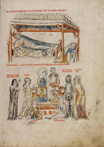 Heinrich schläft und Hedwig betet; Heinrich und Hedwig mit ihren Kindern von Court workshop of Duke Ludwig I of Liegnitz and Brieg