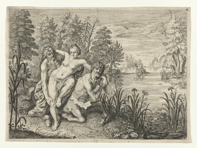 Nessus setzt Deïanira über den Fluss von Crispijn van de Passe (II) (possibly)