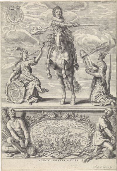 Porträt von Gaston Jean-Baptiste von Orléans zu Pferd von Crispijn van de Passe (II)