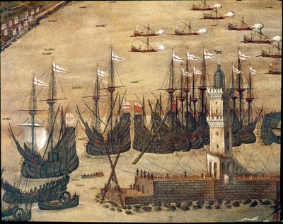 Ansicht des Hafens von Genua (Detail) von Cristoforo Grassi or Grasso