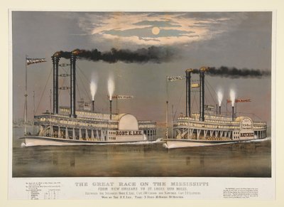 Das große Rennen auf dem Mississippi von New Orleans nach St. Louis 1210 Meilen von Currier and Ives