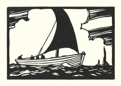 Fischerboote und Lastkähne: Deal Galley Punt (Holzschnitt) von Cyril A. Wilkinson