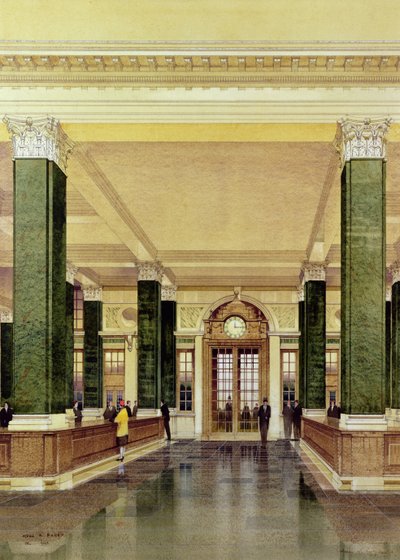 Innenraum der Midland Bank, London von Cyril Farey