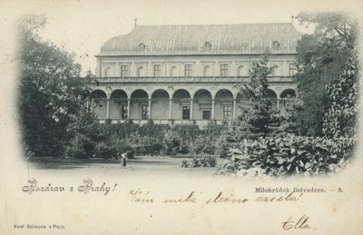 Postkarte mit dem Milohradek Belvedere von Czech Photographer