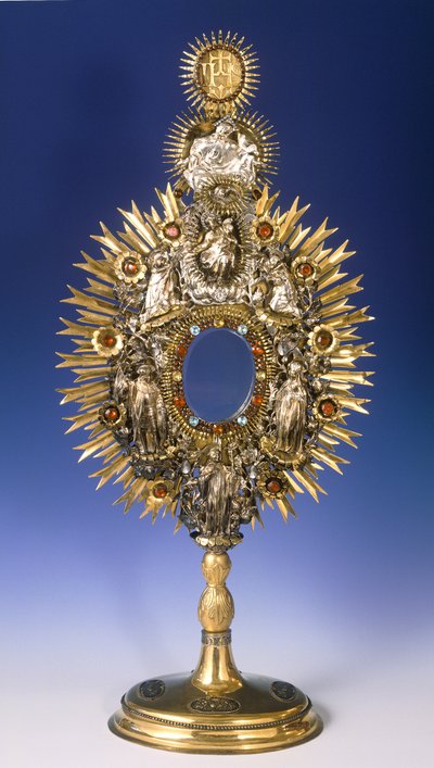 Barocke Monstranz (Silber mit eingelegten Juwelen und Vergoldung) von Czech School