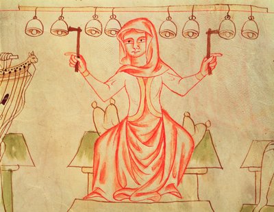 Musiker, der Glocken spielt, aus der Velislav-Bibel, ca. 1340 von Czech School