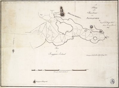 Plan des Hafens in der Nähe von Singapur von Kapitän D.L. Ross, FRS Marine Surveyor General von D. I. Ross