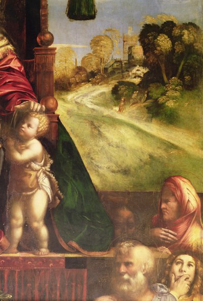 Detail des Polyptychons, zeigt den rechten Hintergrund (Detail) von D. and Garofalo Dossi