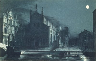 Nächtliche Szene der Kirche SS. Giovanni und Paolo, Venedig, gestochen von Brizeghel von Dalda (after)