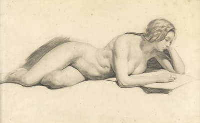 Studie einer lesenden weiblichen Aktfigur von Daniel Maclise