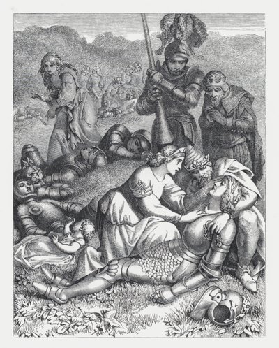 Illustration zu Tennysons Gedicht, Die Prinzessin (Gravur) von Daniel (after) Maclise